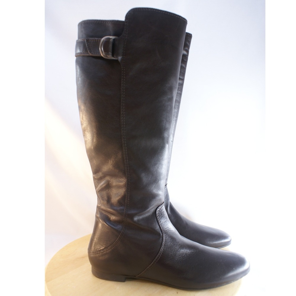 Antonio Melani Womens Dark Brown Leather Tall Riding Boots Buckle Detail 8.5W